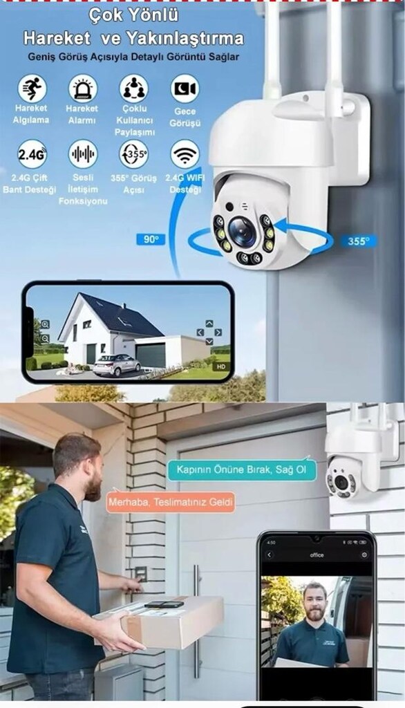 wifi kablosuz smart hd dönen kamera - 3