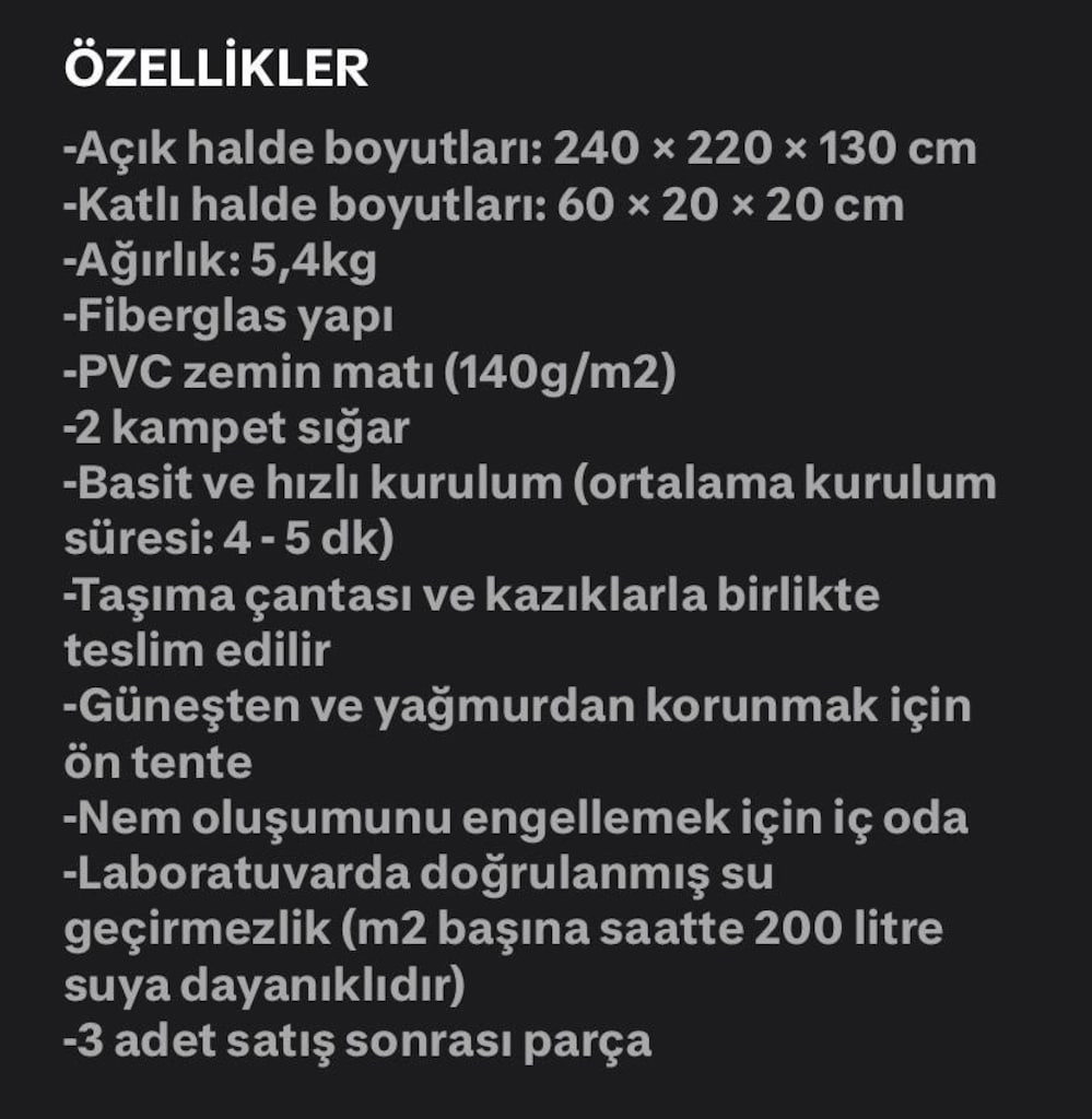 4mevsim 2 kişilik sıfır çadır - 7