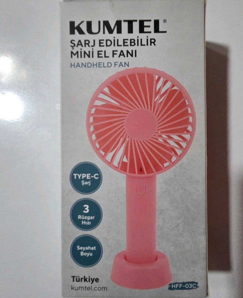 Kumtel Şarj Edilebilir Mini El Fanı PEMBE. Sıfır kutusunda - 6