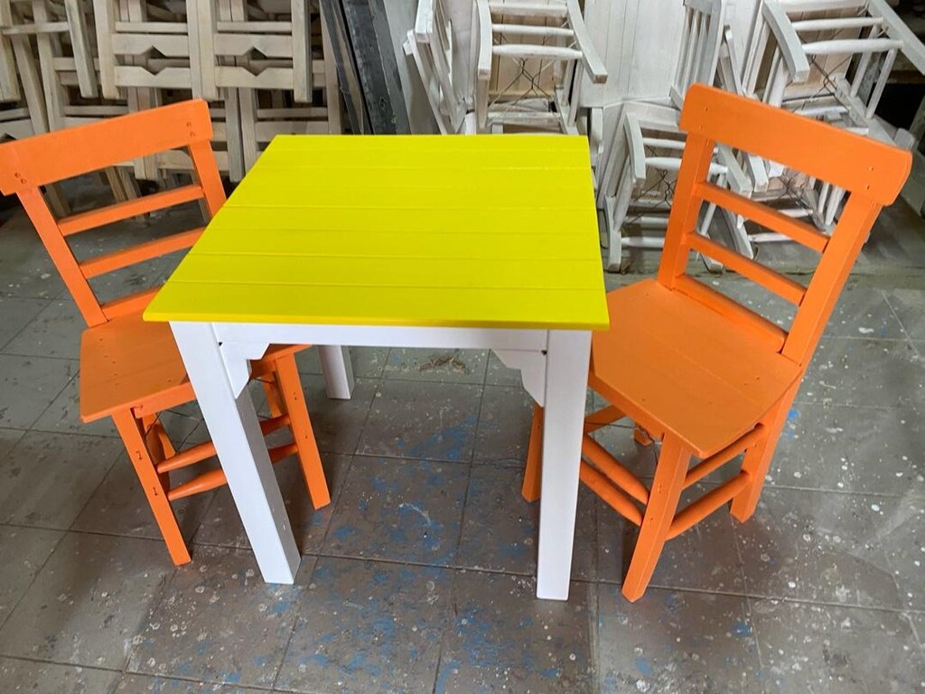 telli sandalye ahşap sandalye turuncu sandalye masa imalat - 2