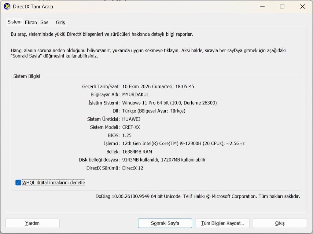Huawei MateBook 16s - i9 12900H - 16GB - Dokunmayik - 7