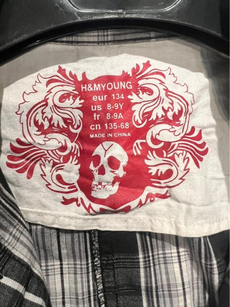 H&M Siyah-Beyaz Ekose Kafa Desenli Uzun Kollu Gömlek - 3