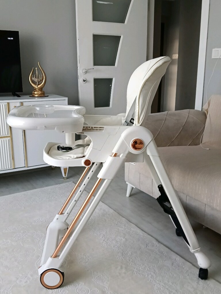 Playkids 3 Kademe Yükseklik Ayarlı Lüks Mama Sandalyesi (Rose GoldPlay