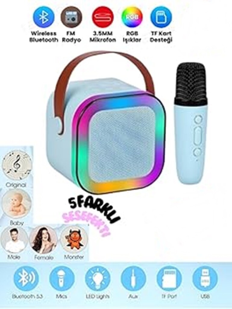 KARAOKE Bluetooth Hoparlör mikrofonlu Hediyelik ürün - 5