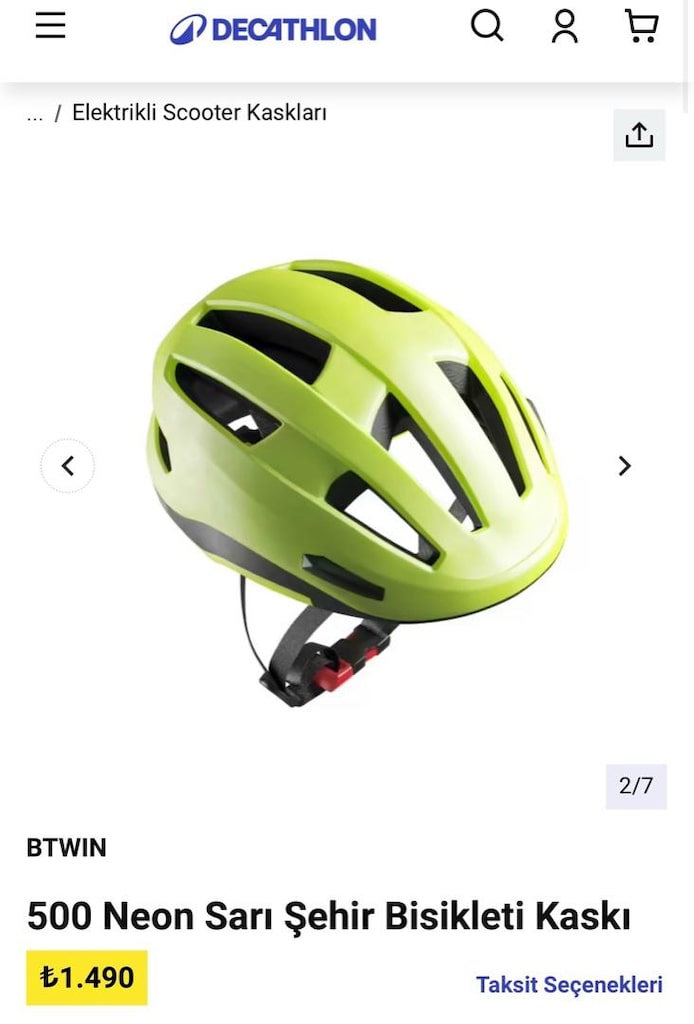 Decathlon BTwin 500 Neon Sarı Şehir Bisikleti Kaskı - 3