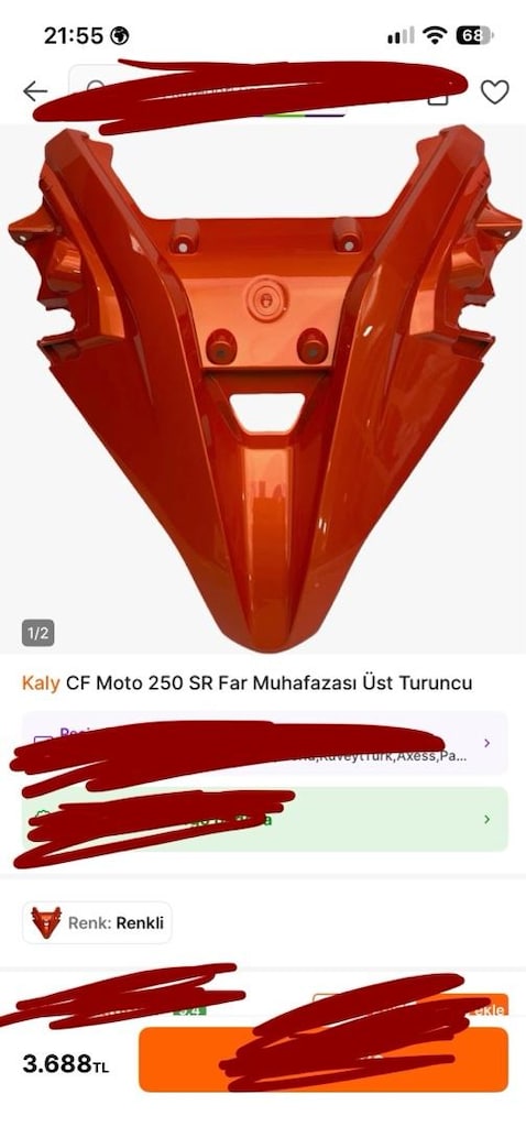 CF Moto 250 SR Far Muhafazası Üst Turuncu - 2