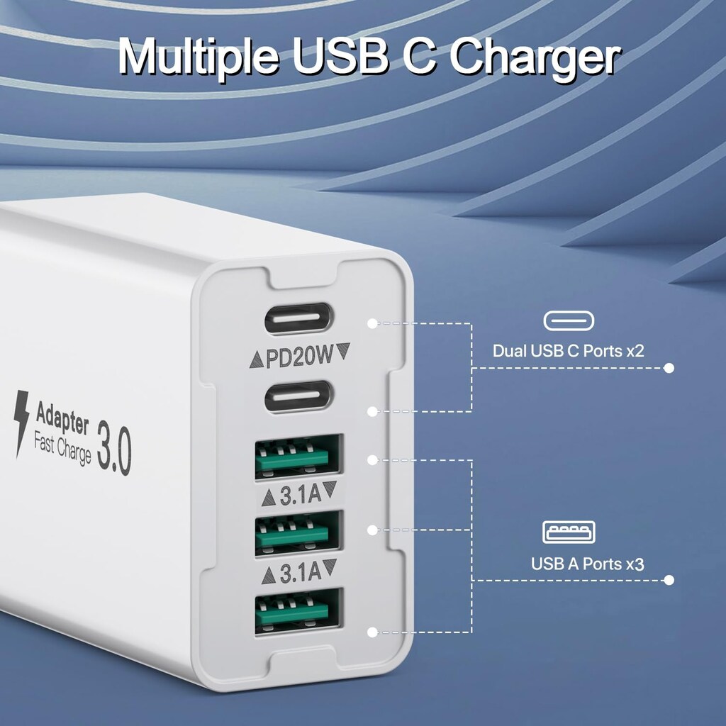 paket USB şarj cihazı, çoklu, 50 W cep telefonu şarj cihazı - 6
