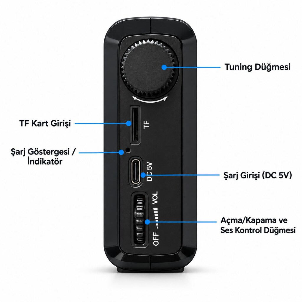 Dijital Ekranlı 3 Bandlı Taşınabilir Radyo Bluetooth Hoparlör - 9