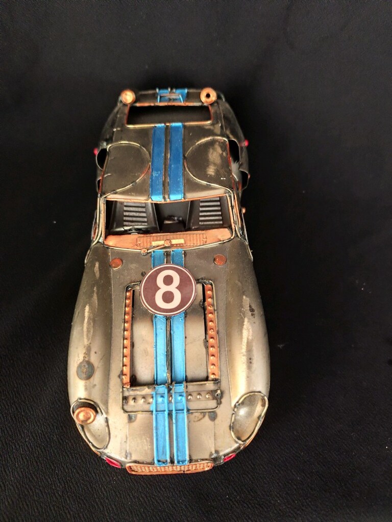 El Yapımı Vintage Metal Yarış Arabası Biblo - Kaynak Detaylı Dekoratif - 4