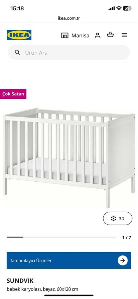 İkea Bebek Karyolası 60*120 cm + Yataş Miniko Yatak - 2
