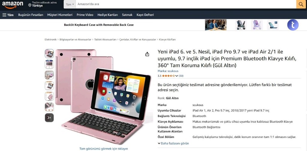 İPAD BLUETOOTH KLAVYE - AİR 2 - İPAD PRO - İPAD 6 - İPAD 5