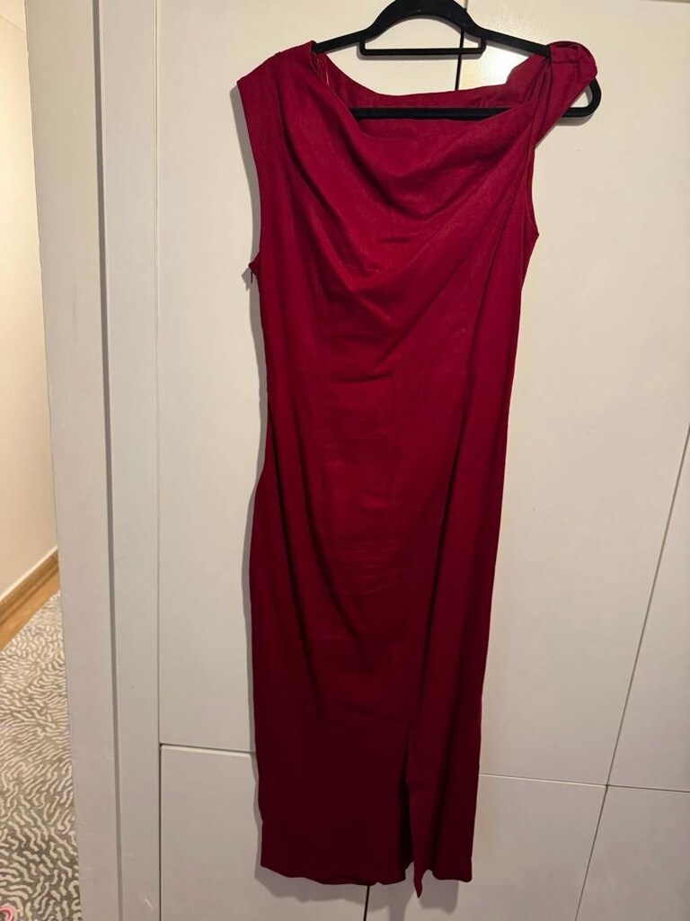 zara bordo midi kadın elbise - 2