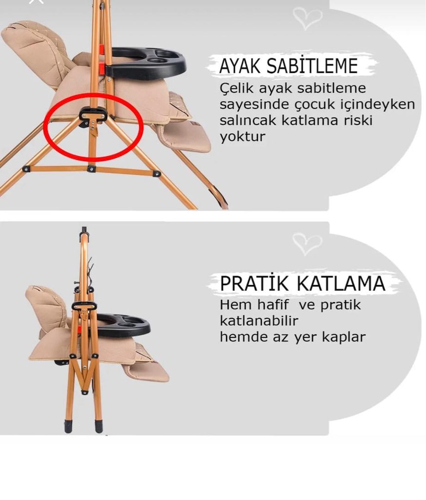 Tenteli, Tepsili Lüks Bebek Salıncağı – Temiz ve Eksiksiz - 3