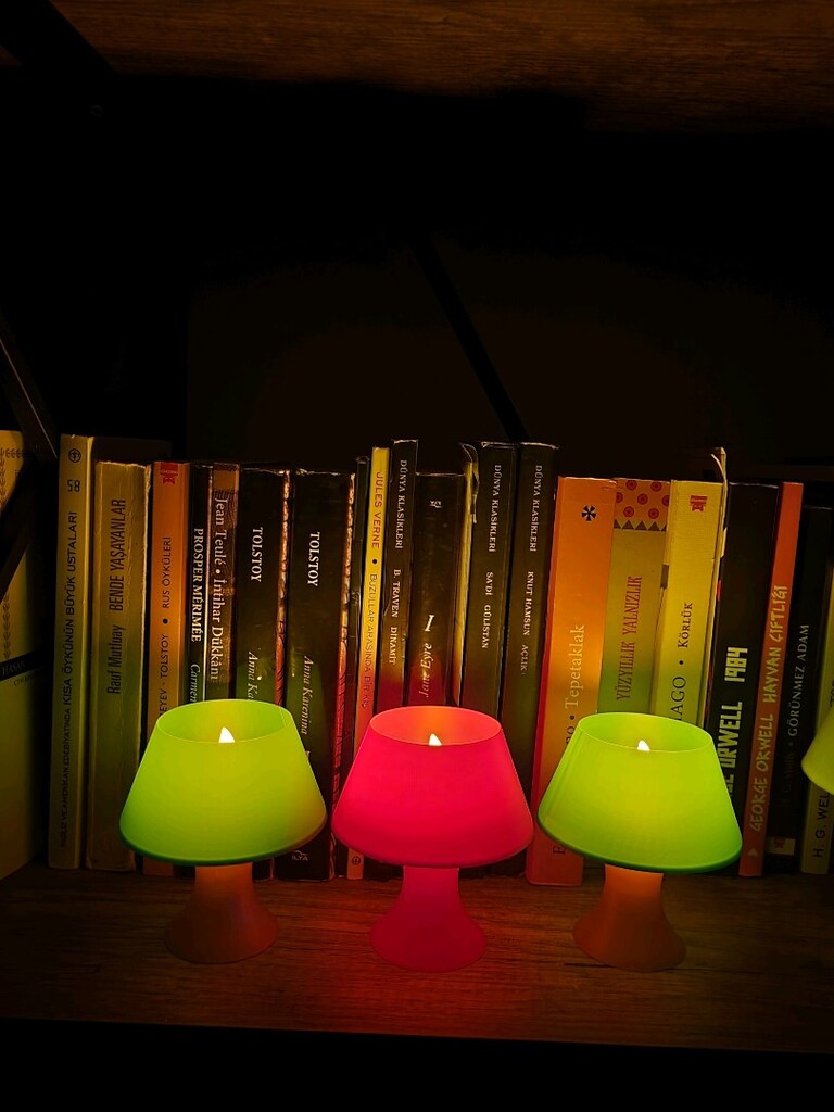 Mini led mumluk abajur üçlü paket + üç adet pilleri içinde led mum - 2