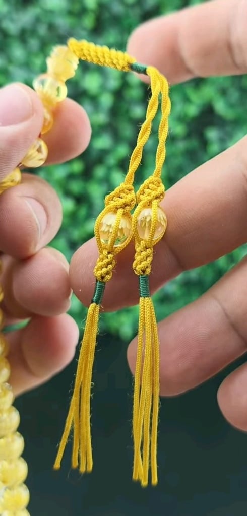 Damla Kehribar Lotus çiçeği işlemeli tesbih - 4