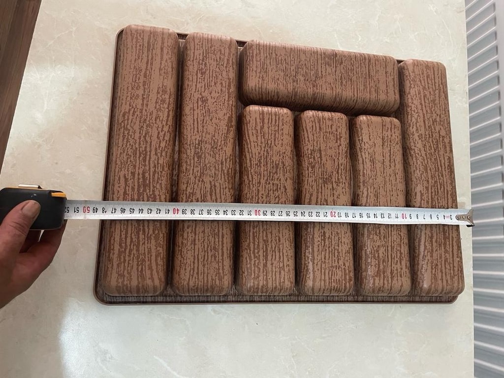 ahşap renkli 7 bölmeli büyük boy kaşıklık - 5