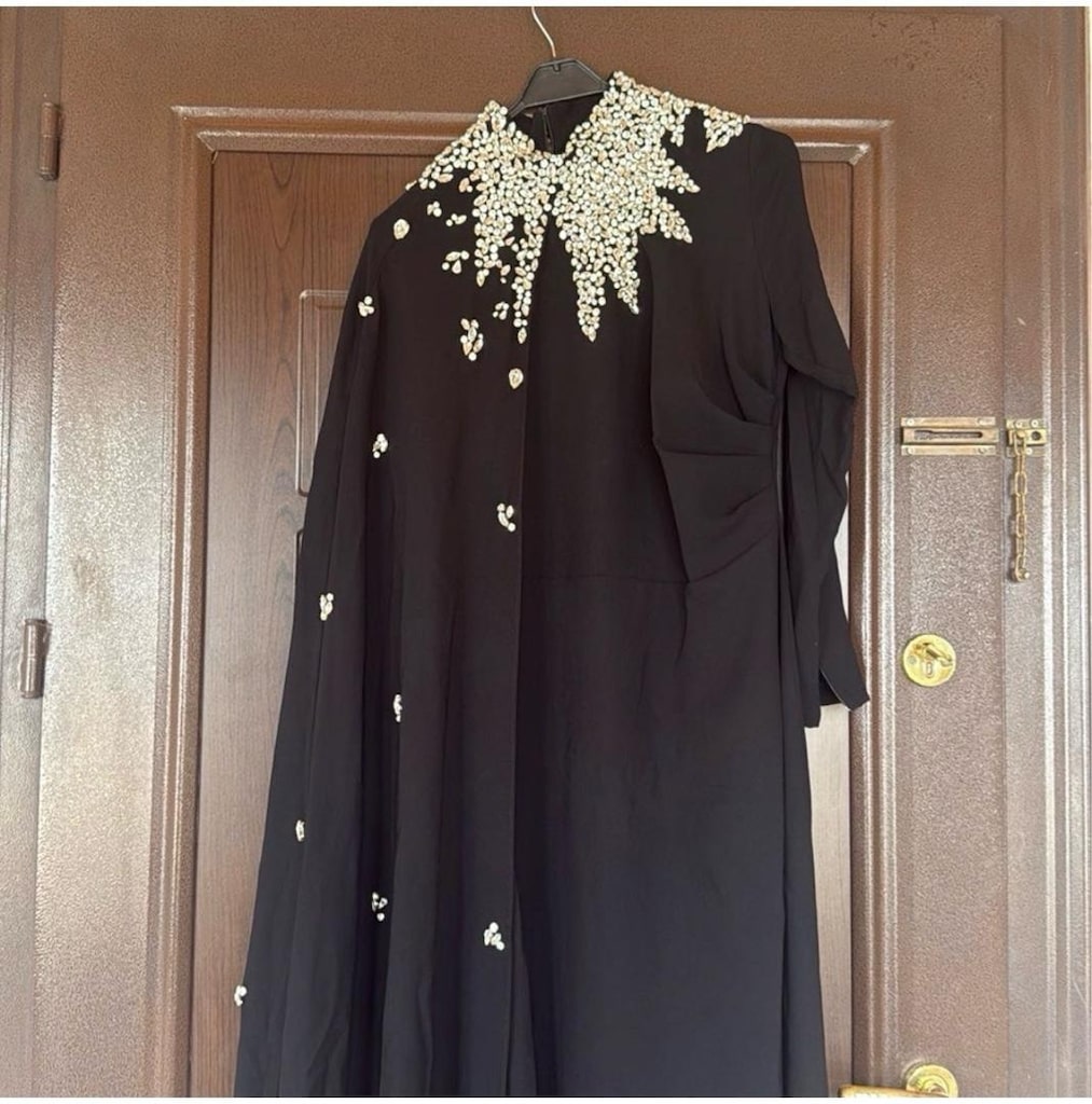 siyah taşlı tesettür abiye - 4