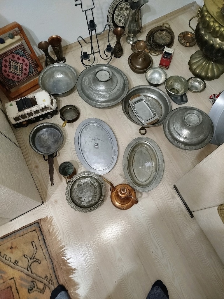 30 adet küçüklü büyüklü Bakır eski ürünler - 5