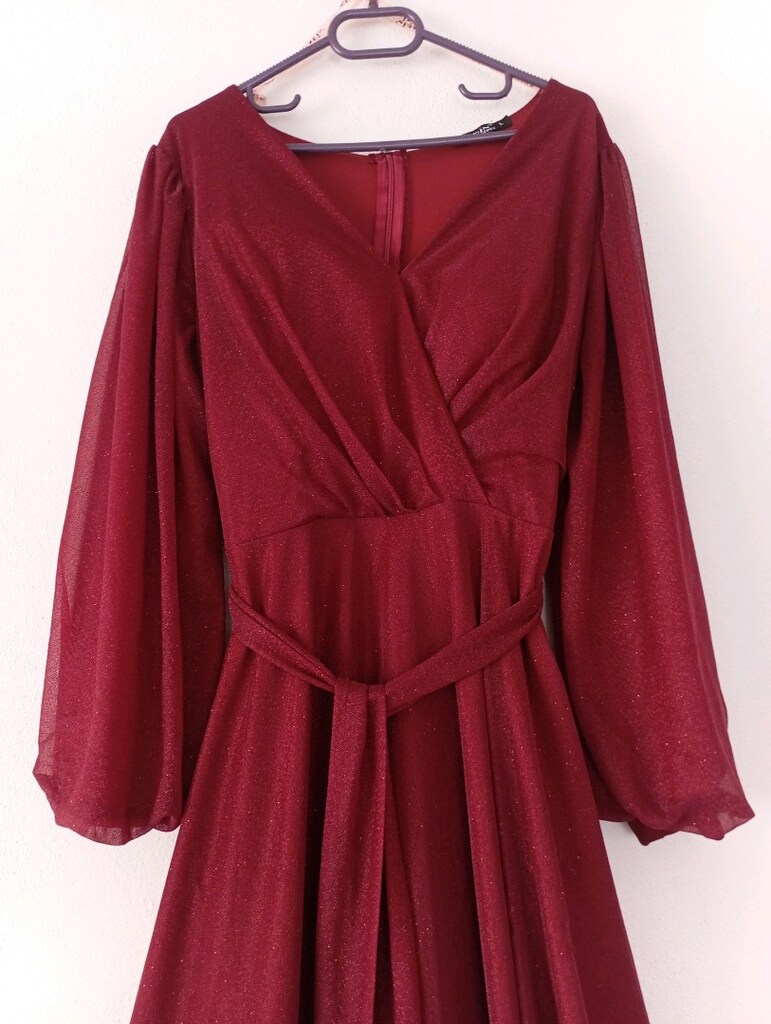 Bordo uzun abiye - 3