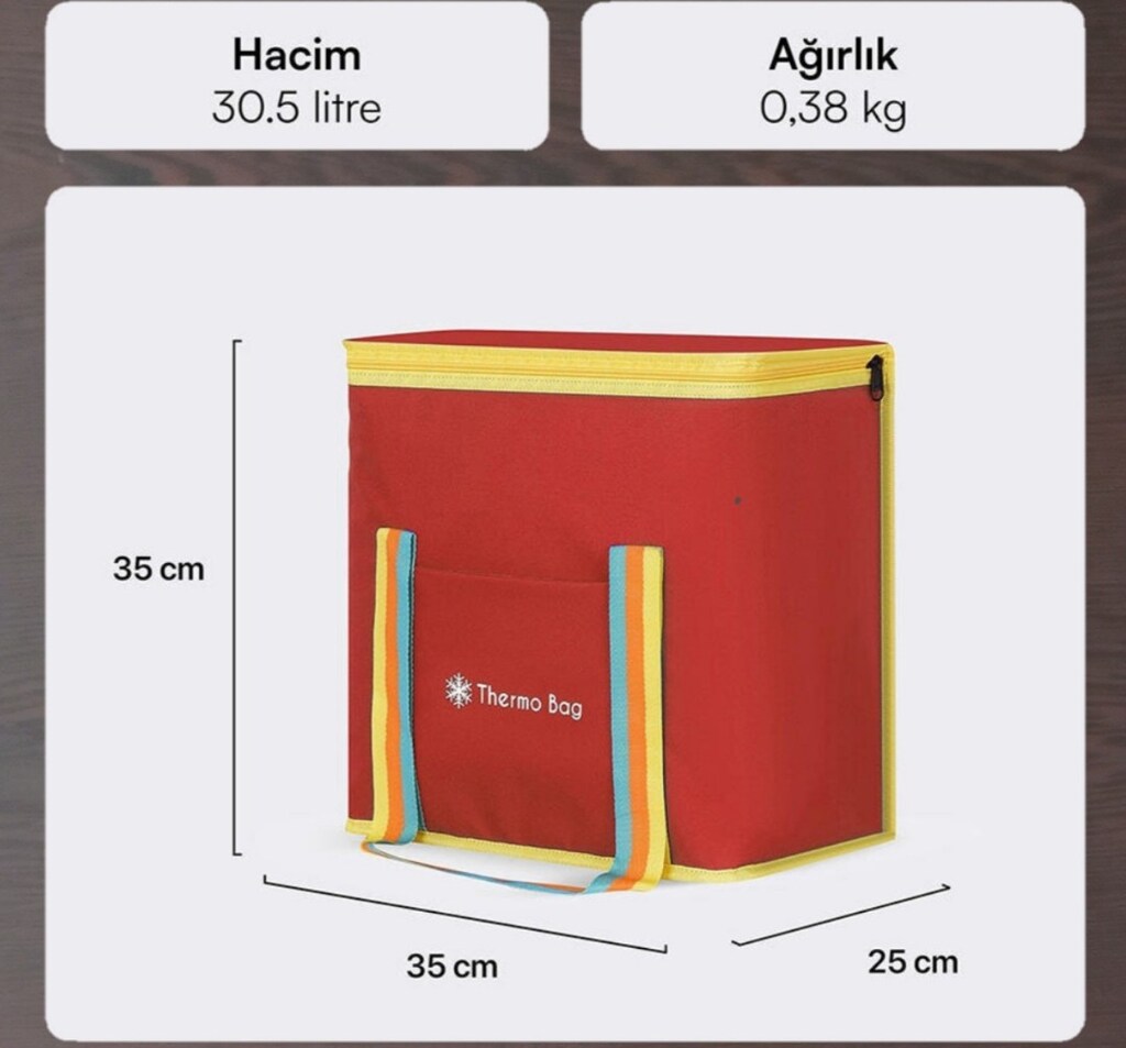 Termos Çanta Piknik İçin, Soğuk Tutar Kırmızı 30,5LT - 2