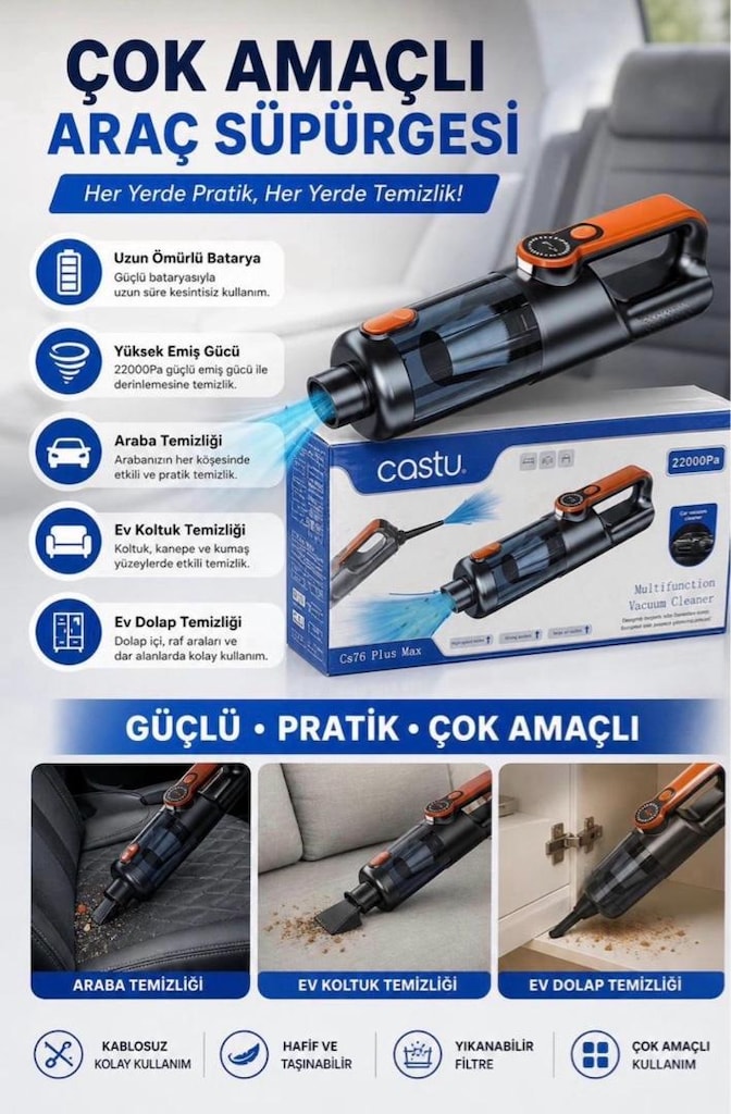 KABLOSUZ ARAÇ SÜPÜRGE CS76 PLUS - 2