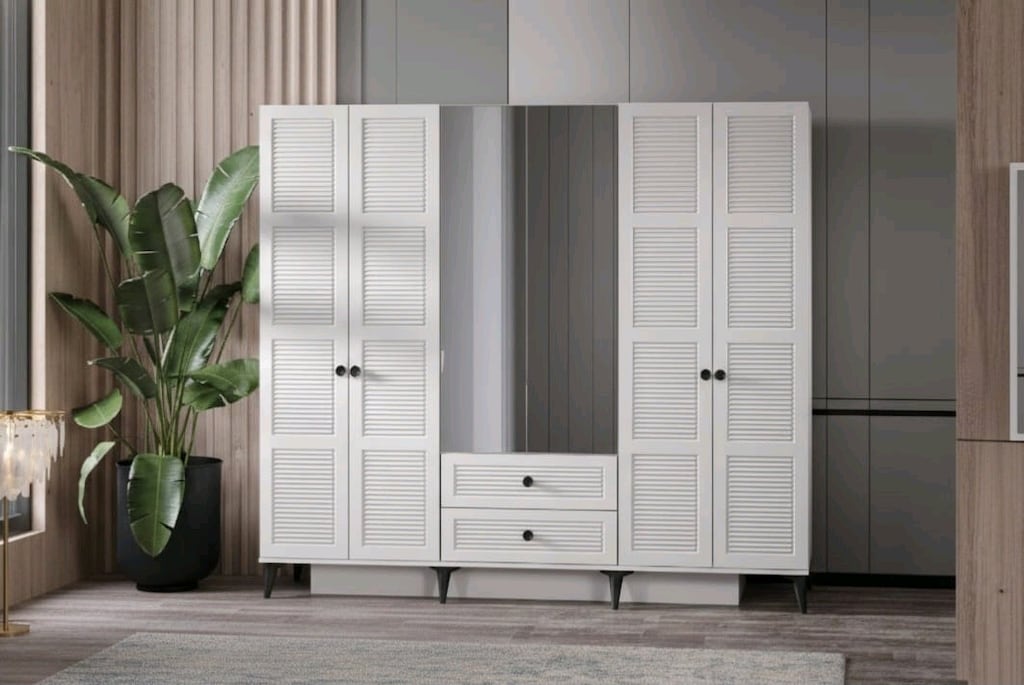 Kapaklı Gardırop | 6 Kapılı Büyük Elbise Dolabı | Uygun Fiyatlı mdf - 4