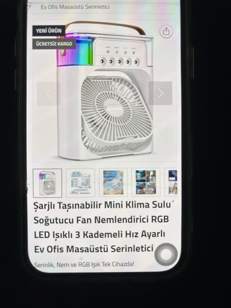 şarjlı taşınabilir mini klima sulu soğutucu fan nemlendirici ışıklı - 2