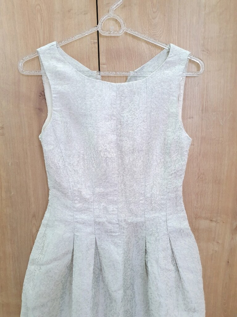 Zara Kolsuz Midi gümüş jakarlı Abiye Elbise - 4