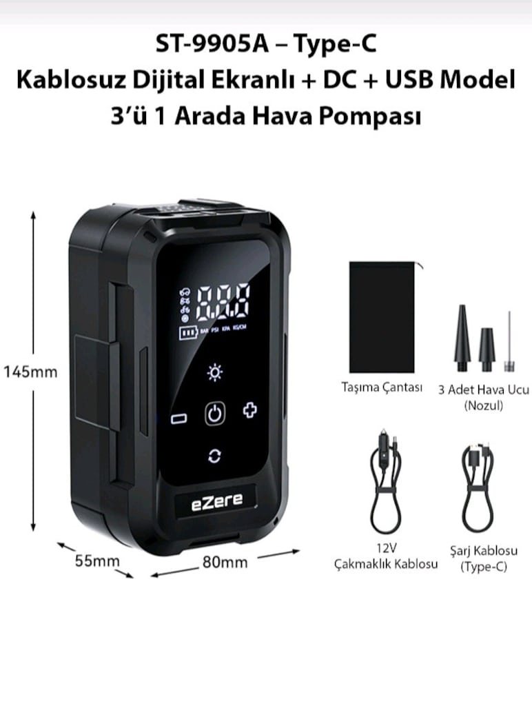 Şarjlı Kompresör Powerbank Özellikli - 2