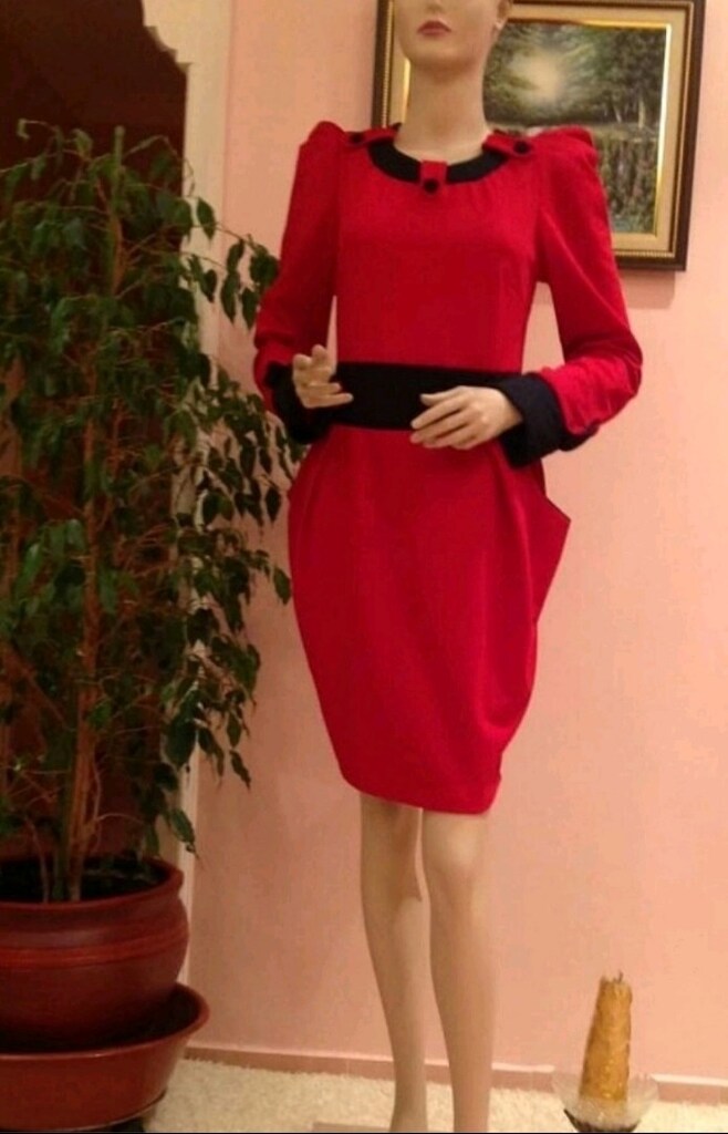 Kırmızı elbise uzun kollu 38/40 - 2