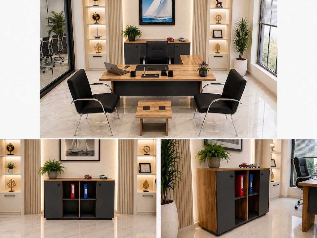 FABRİKADAN HALKA -150cm 150cm OFİS MOBİLYASI BÜRO MASA TAKIMI ! - 5