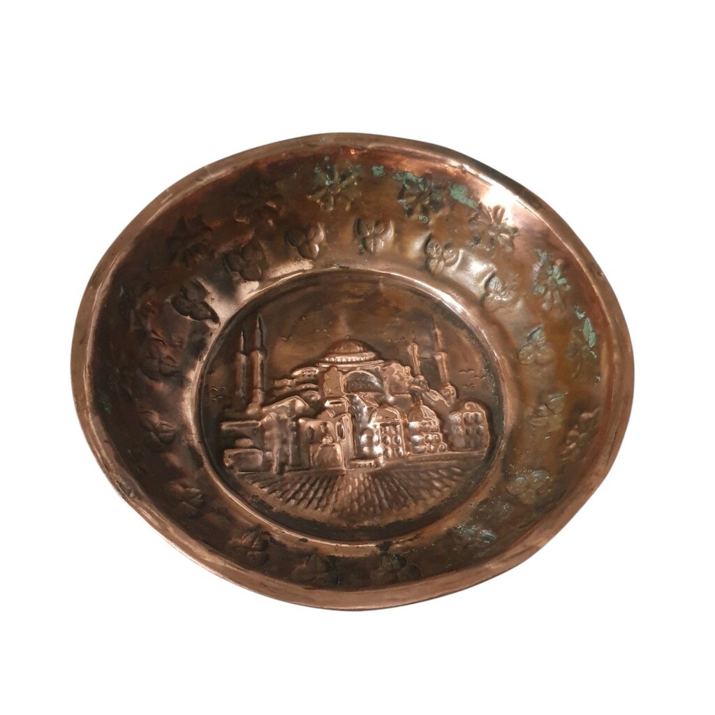 Vintage Ayasofya Cami Görselli Bakır tas - 2