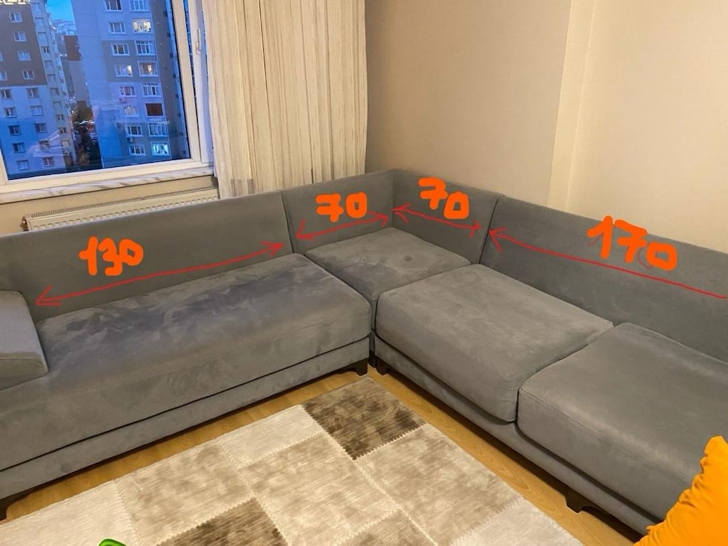 fuga marka köşe koltuk 240 cm x 200cm tay tüyü kumaş temiz kullanılmış - 13