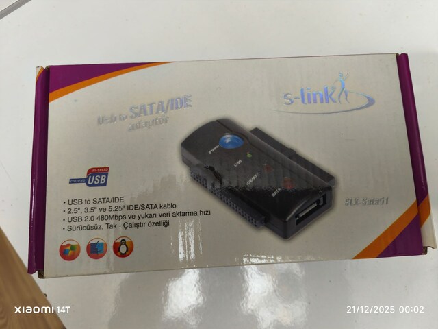 S-link slx-sata 51 3.5" VE 2.5" Diskleri pc ye bağlar