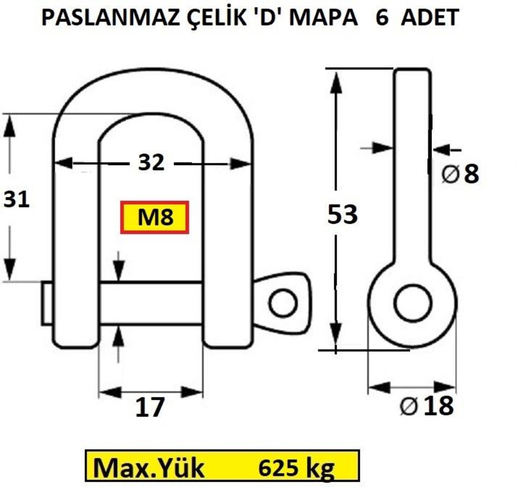 Powerfix Profi Paslanmaz Çelik D ( U ) MAPA DÜZ. 8mm 6 adet - 2
