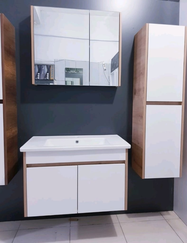 80 cm MDF kapaklı banyo dolabı takımı - 7
