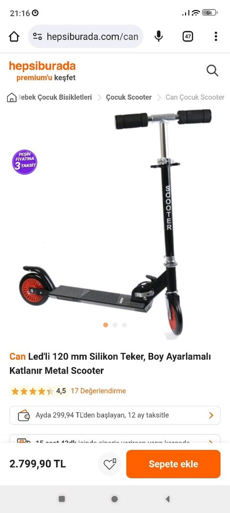 Silikon Teker, Boy Ayarlamalı Katlanır Metal Scooter - 7