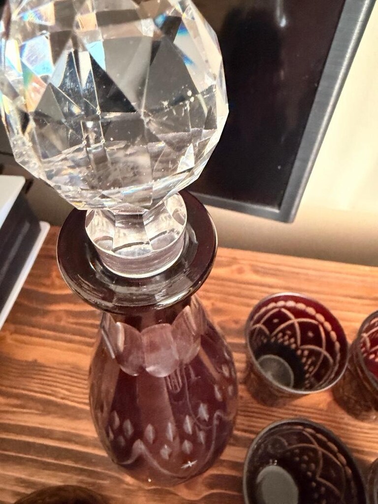Çekoslavak Bohem Kristal Karaf & Bardak - 4