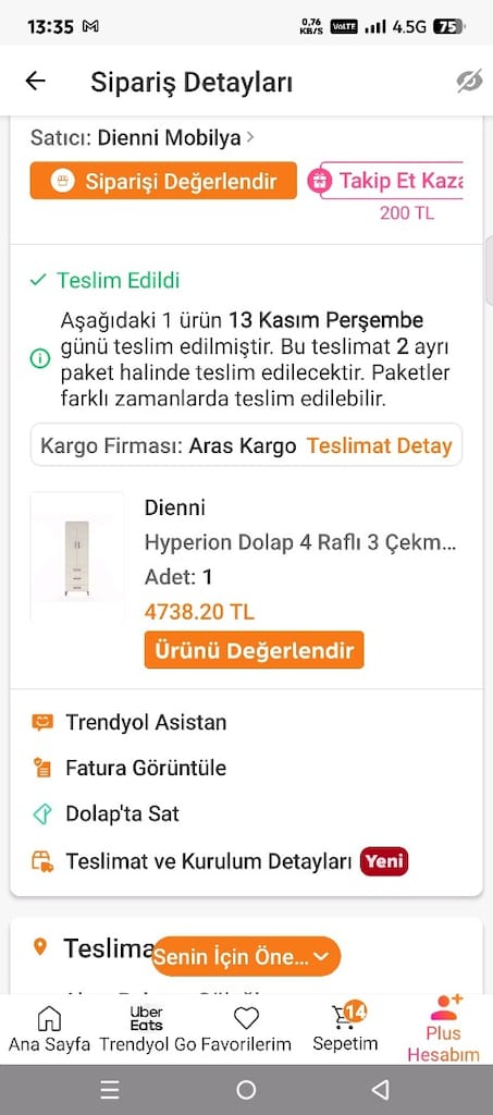 DOLAP 4 RAFLI 3 ÇEKMECELİ 60x44x195 - 7