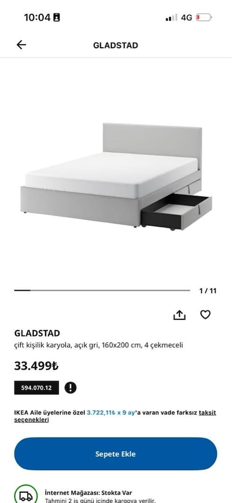 IKEA ÇİFT KİŞİLİK BAZA/KARYOLA(GLADSTAD) - 2
