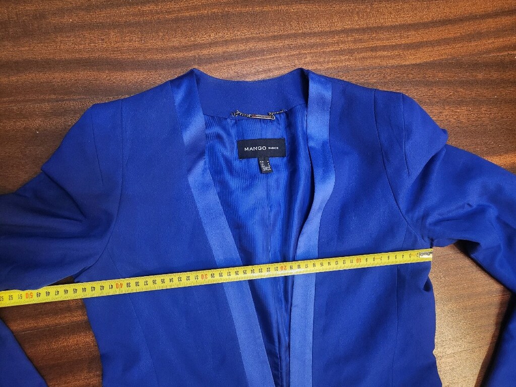 MANGO Mavi Saten Detaylı Blazer - 8
