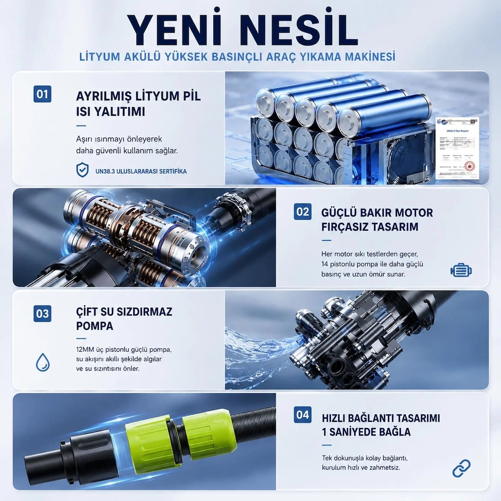 Kablosuz Basınçlı Yıkama Tabancası 12 Bar 150W - 3