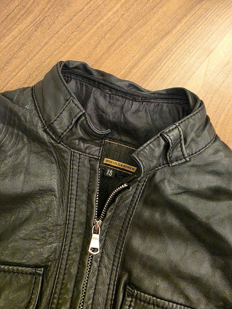 siyah hakiki deri biker ceket - 6