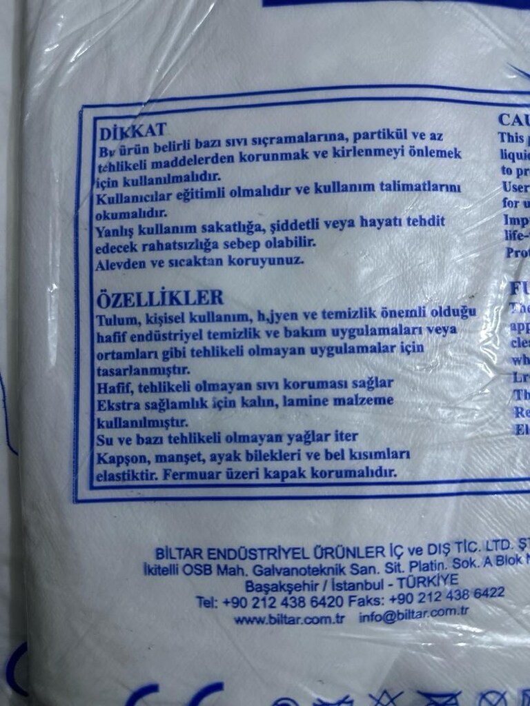 FABA T-3850 2 adet L- 1 adet XL Tek Kullanımlık Koruyucu Tulum.. - 3