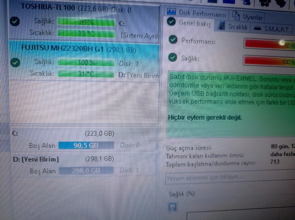 320gb Taşınabilir disk Sağlam temiz - 3