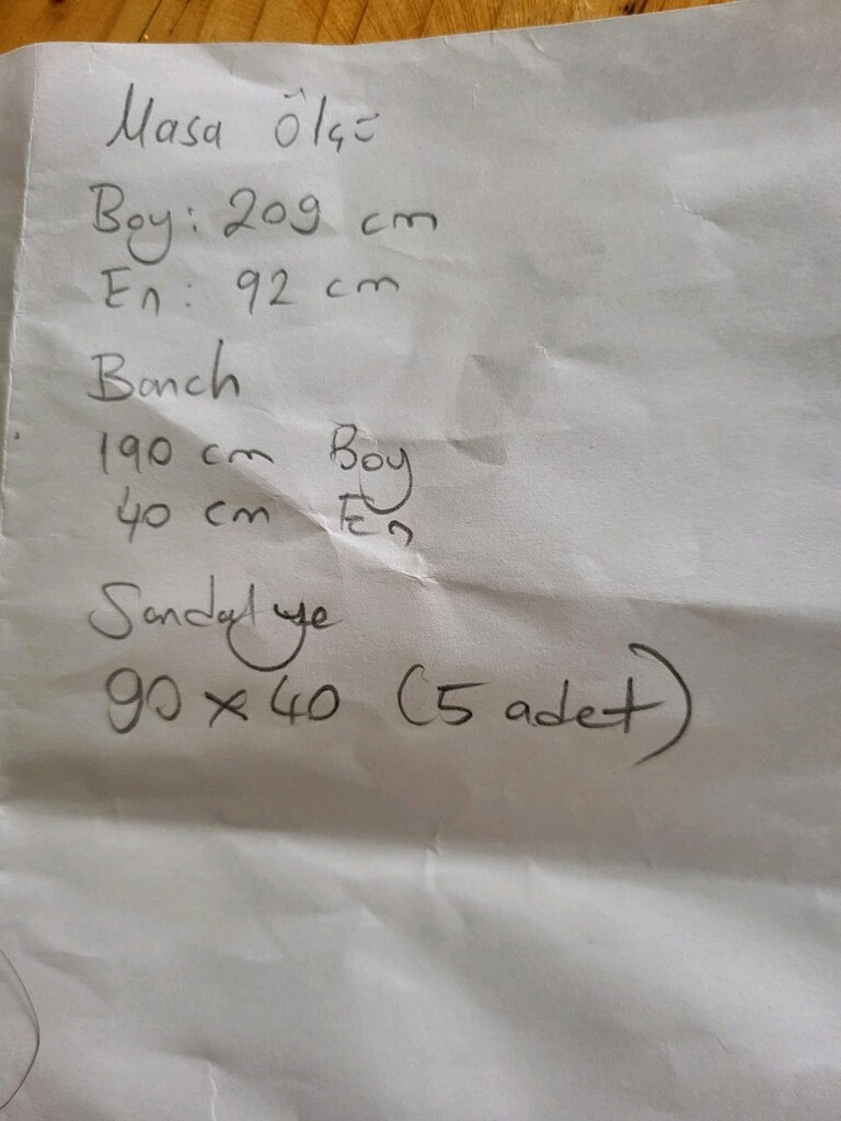Ahşap Yemek Masası 8 kişilik + sandalyeler +bench (minderli) - 7