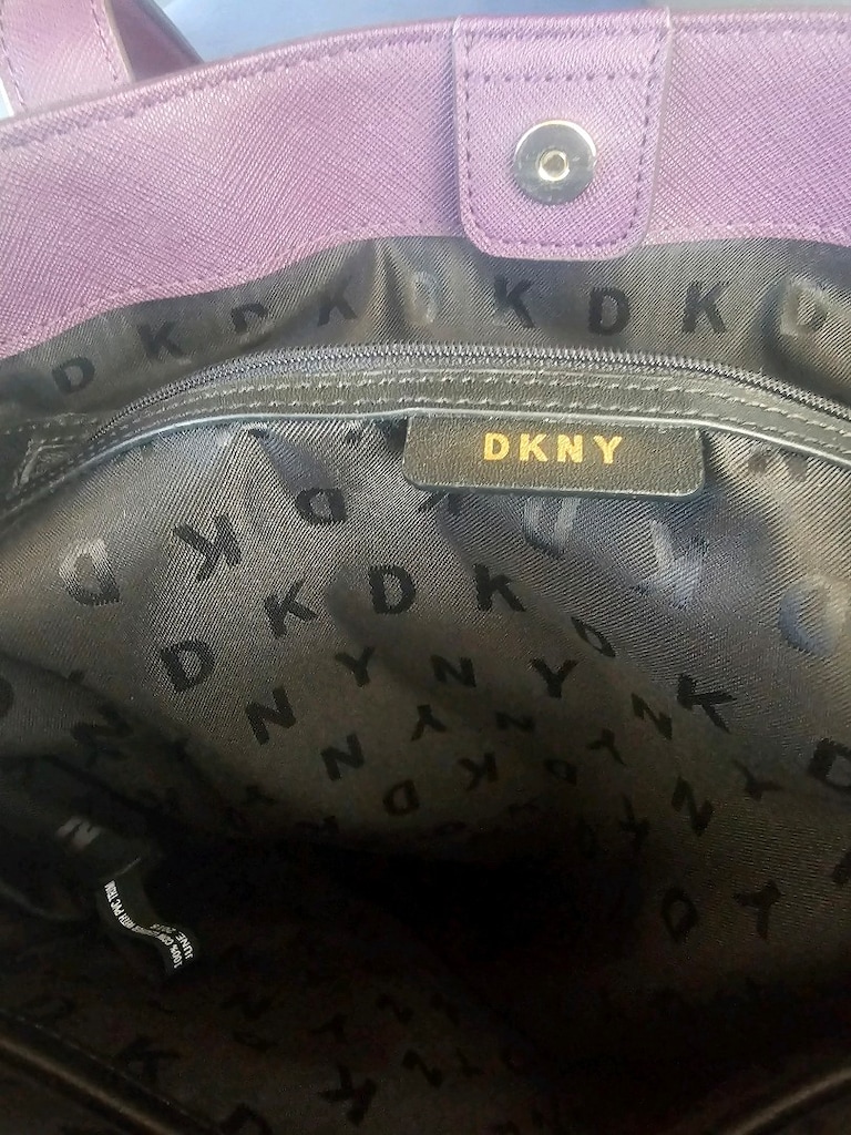 DKNY Mor Hakiki Deri Tote Çanta - 4