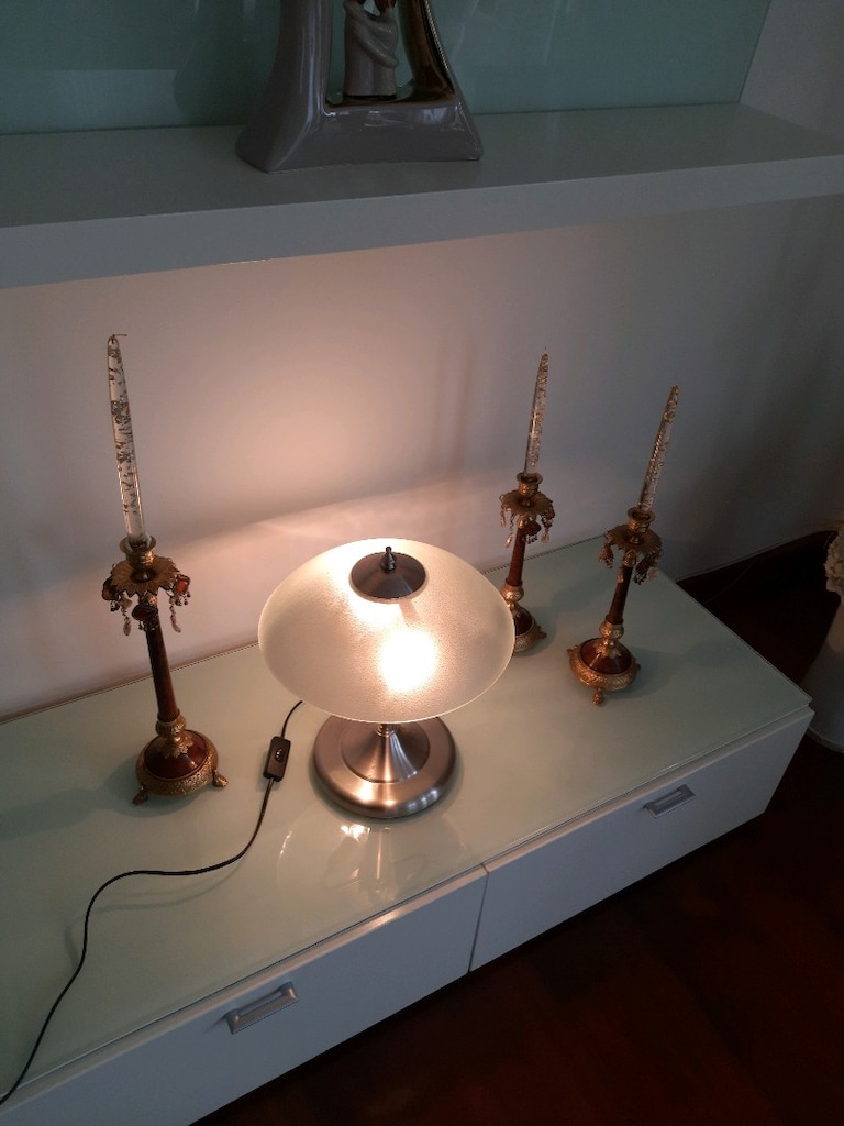 abajur cam başlıklı metal abajur masa lambası - 3