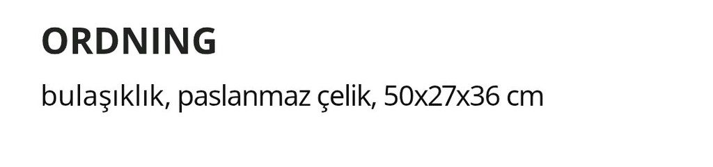 Ordning Bulaşıklık Ikea Orijinal Ürünü Paslanmaz Çelik 50 X27X36 Cm - 3