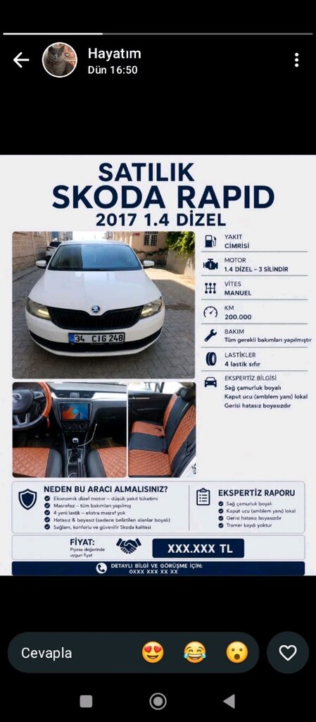 Skoda rapid ihtiyaç gereği satıyorum - 5